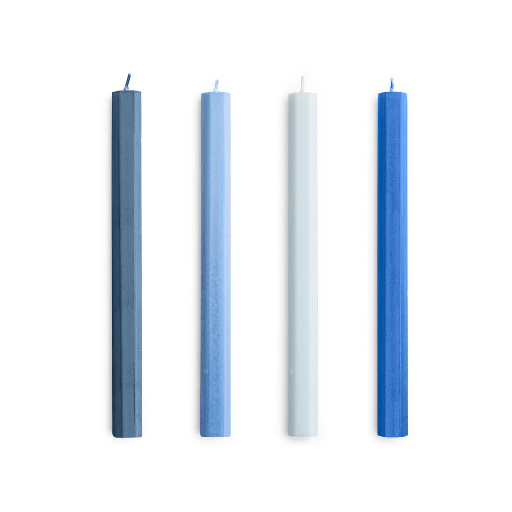 Hexagon stearinlys, blå - 4 stk